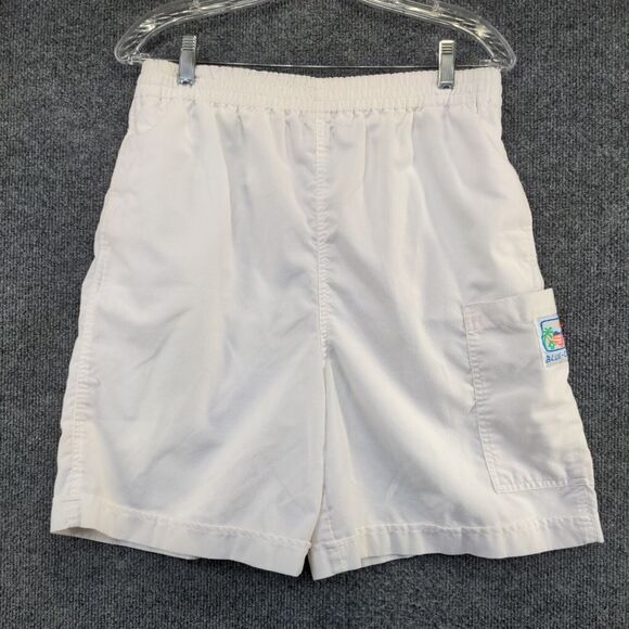 Blue Cabana Men's Shorts White Size M Poly Cotton Blend Pocket Vintage - Picture 6 of 13